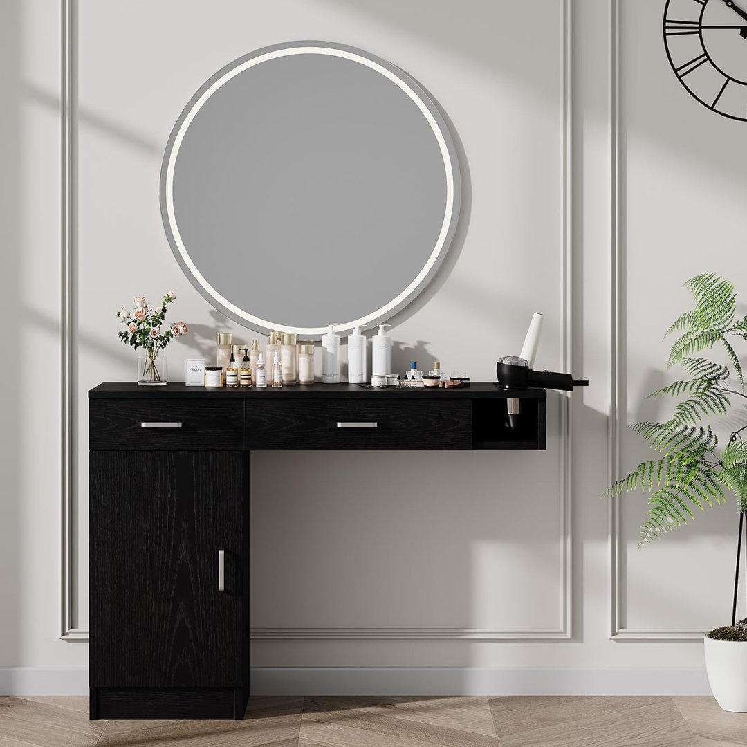 Wall-mounted barber station with barber cabinet, without mirror